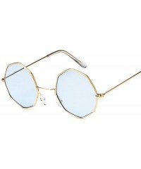 Round Octagon Yellow Red Round Sun Glasses Women Mirror Retro Luxury Oval Small Sunglasses Oculos De Sol - Gold Red - CL197Y9...