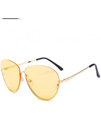 Semi-rimless Sunglasses Women Semi Rimless Oval Sun Glasses Frame Vintage Luxury Metal Eyewear - 1 - C618QXRG9MX $54.46