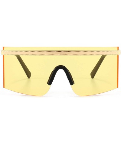 Rimless One Piece Sunglasses Men Rimless Metal Shield Oversized Female Windproof Uv400 Summer - Gold With Yellow - CR1999M2TQ...