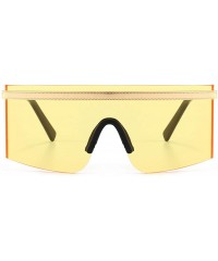 Rimless One Piece Sunglasses Men Rimless Metal Shield Oversized Female Windproof Uv400 Summer - Gold With Yellow - CR1999M2TQ...