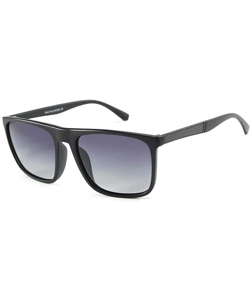 Square Fashion TR90 sunglasses men polarized lenses outdoor riding driving tide sunglasses - Sand Black Grey C2 - C91906CT5NS...