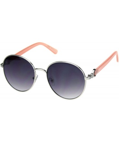 Round Womens Vintage Round Fashion Sunglasses Classy Chic Design UV 400 - Silver Pink (Smoke) - CD18A2G68TA $10.30