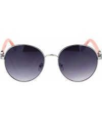 Round Womens Vintage Round Fashion Sunglasses Classy Chic Design UV 400 - Silver Pink (Smoke) - CD18A2G68TA $10.30