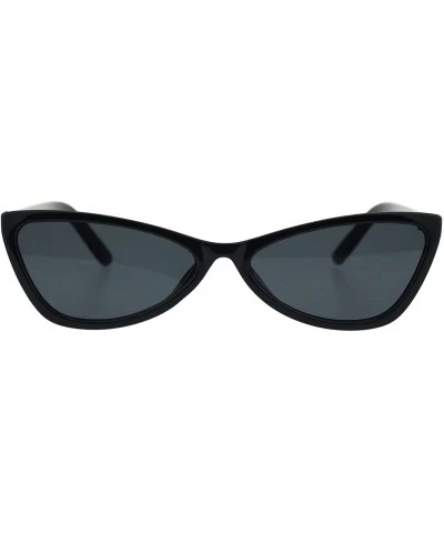 Cat Eye Womens Cat Eye Retro Unique Trendy Goth Sunglasses - All Black - CY18ESRGRQR $18.87