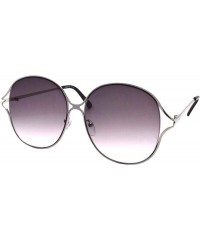 Oversized Oversize Round Flat Lens Sunglasses P4183 - Silver Gradient Smoke - C818SC8NUY7 $12.85