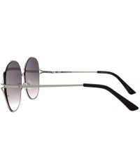 Oversized Oversize Round Flat Lens Sunglasses P4183 - Silver Gradient Smoke - C818SC8NUY7 $12.85