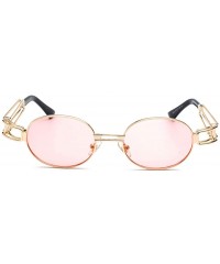 Oval Vintage Steampunk Sunglasses Men Accessories Metal Oval Sun Glasses Female Retro - Gold With Pink - CU18H7ET80R $11.19
