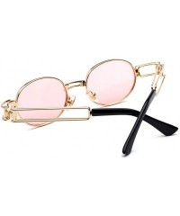 Oval Vintage Steampunk Sunglasses Men Accessories Metal Oval Sun Glasses Female Retro - Gold With Pink - CU18H7ET80R $11.19