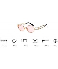 Oval Vintage Steampunk Sunglasses Men Accessories Metal Oval Sun Glasses Female Retro - Gold With Pink - CU18H7ET80R $11.19