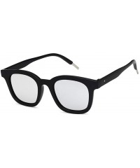 Square Unisex Sunglasses Fashion Bright Black Grey Drive Holiday Square Non-Polarized UV400 - Bright Black White Mercury - CI...