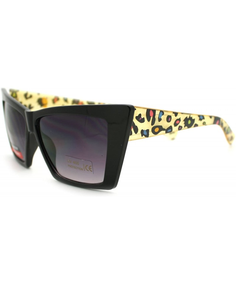 Rectangular Womens Leopard Print Temple Squared Cat Eye Retro Sunglasses - Multi Leopard - C011PWJF0D3 $12.39