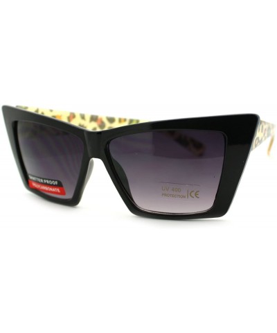 Rectangular Womens Leopard Print Temple Squared Cat Eye Retro Sunglasses - Multi Leopard - C011PWJF0D3 $12.39