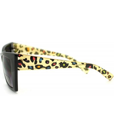 Rectangular Womens Leopard Print Temple Squared Cat Eye Retro Sunglasses - Multi Leopard - C011PWJF0D3 $12.39