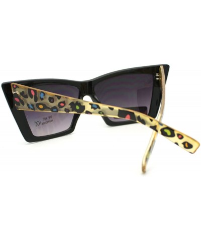 Rectangular Womens Leopard Print Temple Squared Cat Eye Retro Sunglasses - Multi Leopard - C011PWJF0D3 $12.39