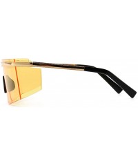 Rimless One Piece Sunglasses Men Rimless Metal Shield Oversized Female Windproof Uv400 Summer - Gold With Yellow - CR1999M2TQ...