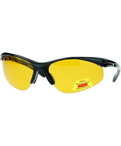 Sport Mens Driving Plus Polarized Lens Sunglasses Half Rim Sports Shades - Black - CN186GIT0M9 $23.42