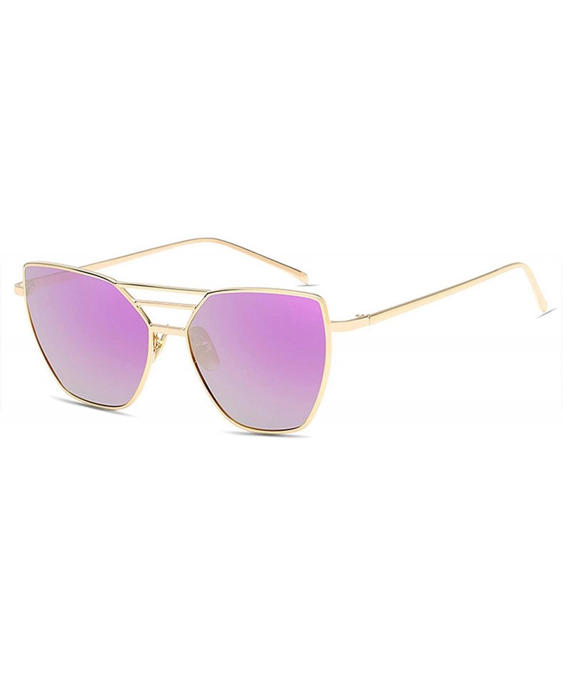 Oversized Metal Luxury Vintage Coated Mirror Sunglasses Women Brand Designer Fashion Retro Sun Glasses Uv400 Oculos - CB197A2...