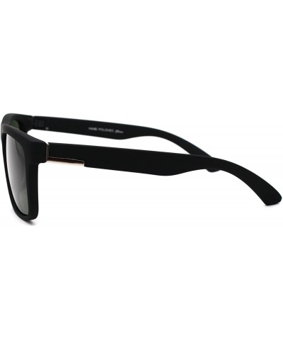 Rectangular Mens Tempered Glass Lens Matte Black Rectangular Keyhole Horn Rim Sunglasses - CE18A6LMO63 $8.25