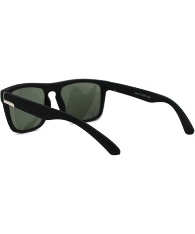 Rectangular Mens Tempered Glass Lens Matte Black Rectangular Keyhole Horn Rim Sunglasses - CE18A6LMO63 $8.25