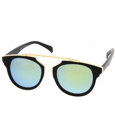 Wayfarer Retro Fashion Dapper Frame Brow Bar Flash Lens Women Sunglasses Model S60W3175 - Green - CI182KMCCXD $19.57