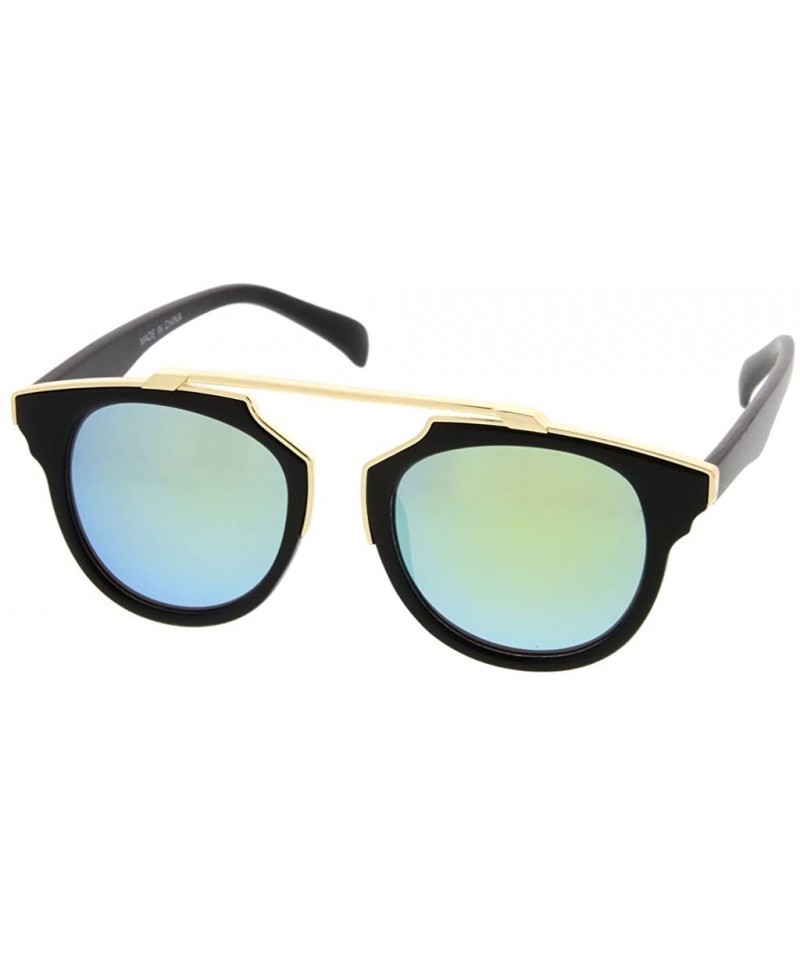 Wayfarer Retro Fashion Dapper Frame Brow Bar Flash Lens Women Sunglasses Model S60W3175 - Green - CI182KMCCXD $10.82