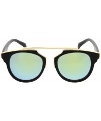 Wayfarer Retro Fashion Dapper Frame Brow Bar Flash Lens Women Sunglasses Model S60W3175 - Green - CI182KMCCXD $10.82