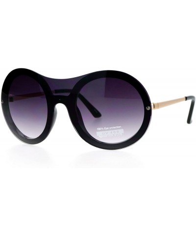 Round Retro Unique Shield Round Rimless Womens Sunglasses - Black Smoke - CV12H78YRU3 $26.35