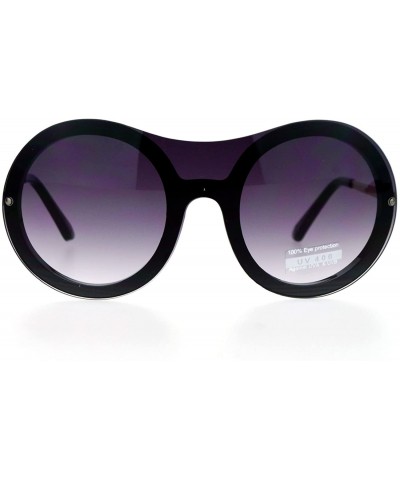 Round Retro Unique Shield Round Rimless Womens Sunglasses - Black Smoke - CV12H78YRU3 $27.27