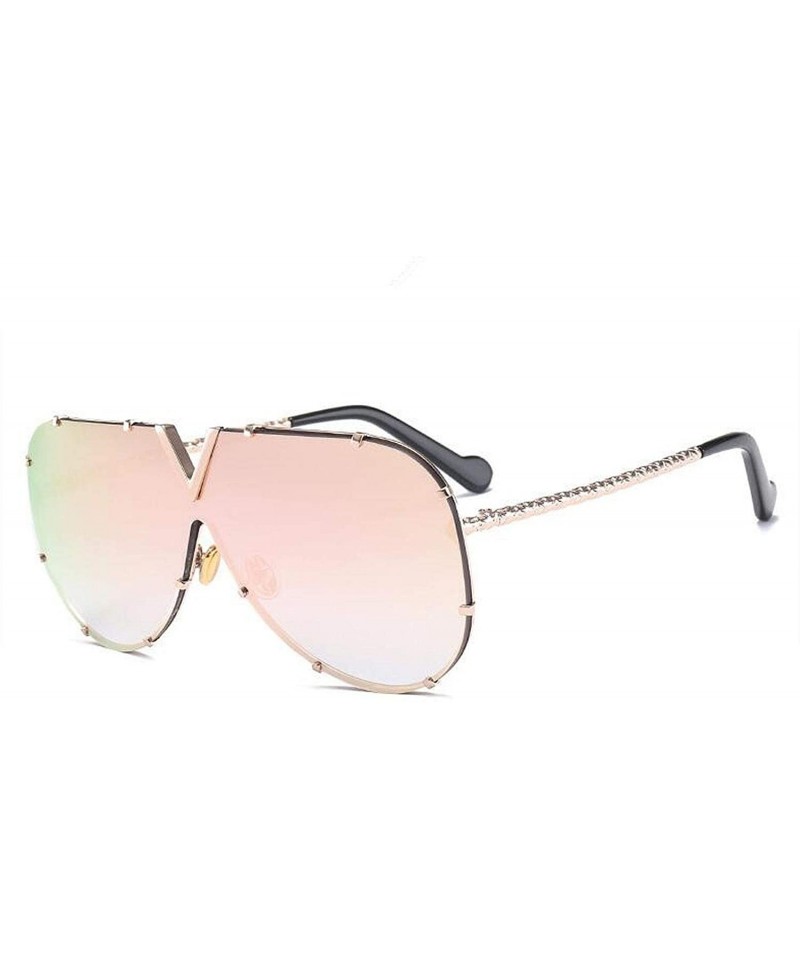 Square Luxury Rivet Pilot Sunglasses Women Men 2018 Oversized One Piece Sunglass Metal Big Frame Shades UV400 Oculos - C1198A...