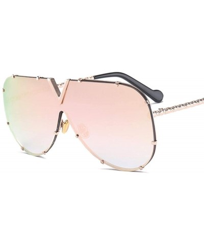 Square Luxury Rivet Pilot Sunglasses Women Men 2018 Oversized One Piece Sunglass Metal Big Frame Shades UV400 Oculos - C1198A...