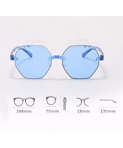 Goggle Frameless Multilateral Shaped Sunglasses One Piece Jelly Candy Colorful Unisex - Blue - CY190E3LU9R $7.20