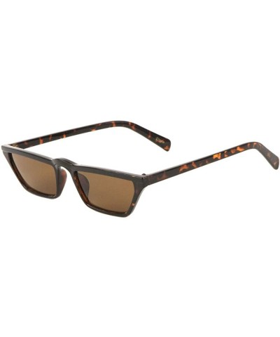 Cat Eye Curved Middle Top Bar Color Line Straight Cat Eye Sunglasses - Brown Demi - C91993XAKGE $14.54