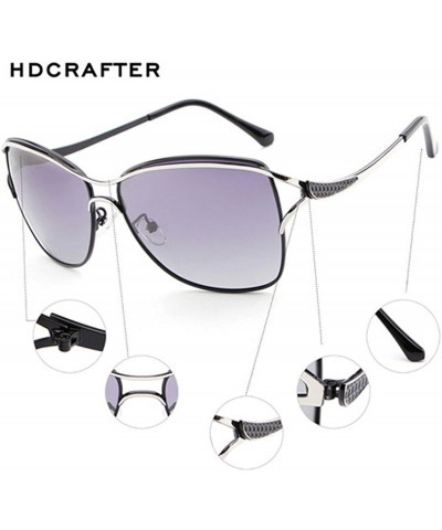 Semi-rimless Fashion Retro Biker Oversized Polarized Sunglasses for Women 0215 - Black - CC18ZUKDH6X $15.95