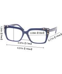 Square Ladies Oversized Sexy Square Rivet Stylish Frame Reading Glass - Blue - CD18C0SE0YM $17.66