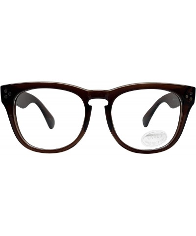Square Classic Round Horn Rimmed Eye Glasses Clear Lens Oval Non Prescription Frame - Brown 9294 - CP183NOQSZC $18.57
