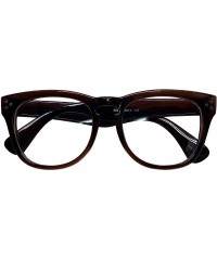 Square Classic Round Horn Rimmed Eye Glasses Clear Lens Oval Non Prescription Frame - Brown 9294 - CP183NOQSZC $11.04