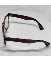 Square Classic Round Horn Rimmed Eye Glasses Clear Lens Oval Non Prescription Frame - Brown 9294 - CP183NOQSZC $11.04