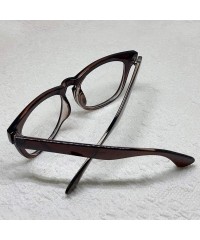 Square Classic Round Horn Rimmed Eye Glasses Clear Lens Oval Non Prescription Frame - Brown 9294 - CP183NOQSZC $11.04