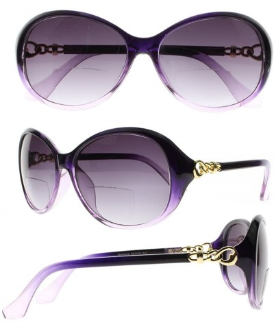 Oversized Ladies Fashion Inner Bifocal Sun Reading Glasses Tinted UV400 Sunglasses +1.0~+4.0 - Purple - CD18EK0NGA0 $13.74