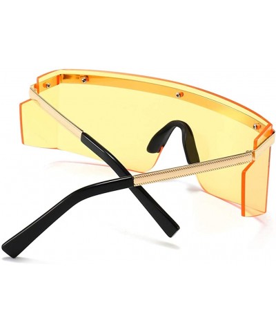 Rimless One Piece Sunglasses Men Rimless Metal Shield Oversized Female Windproof Uv400 Summer - Gold With Yellow - CR1999M2TQ...