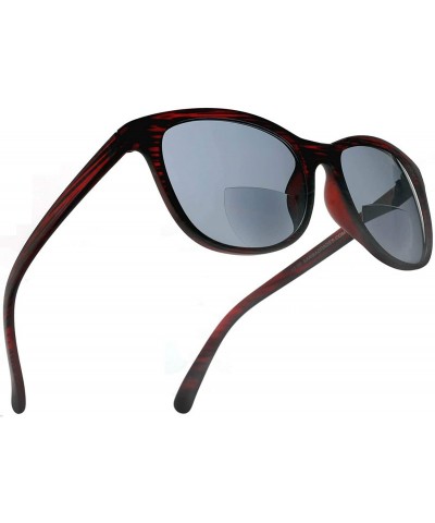 Square Bifocal Reading Sunglasses Fashion Readers Sun Glasses for Men and Women - Burgundy - C512EDR9WKL $26.94