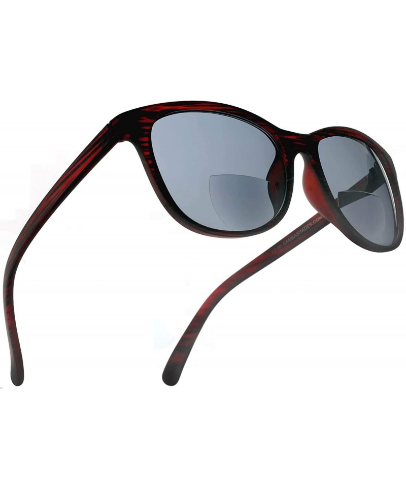 Square Bifocal Reading Sunglasses Fashion Readers Sun Glasses for Men and Women - Burgundy - C512EDR9WKL $26.94