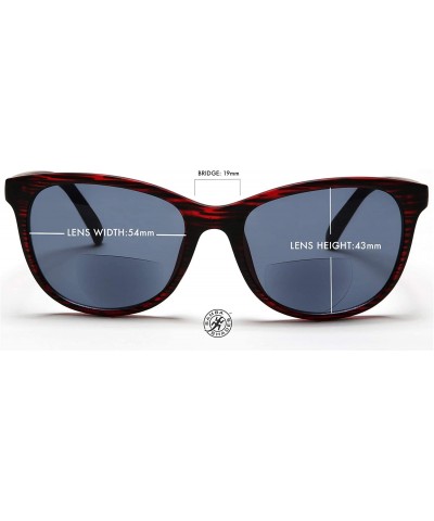 Square Bifocal Reading Sunglasses Fashion Readers Sun Glasses for Men and Women - Burgundy - C512EDR9WKL $26.94