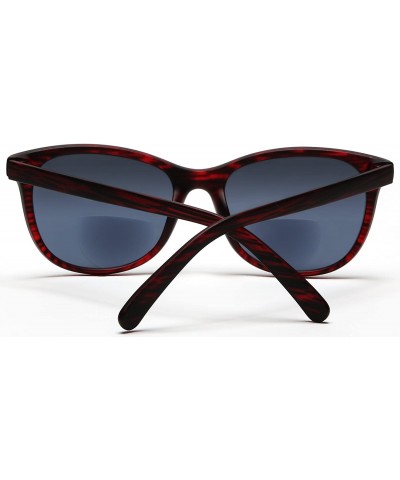 Square Bifocal Reading Sunglasses Fashion Readers Sun Glasses for Men and Women - Burgundy - C512EDR9WKL $26.94