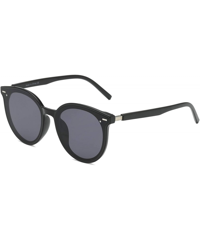 Cat Eye Women Round Cat Eye Sunglasses - Black - CT18TGCA23Y $12.78