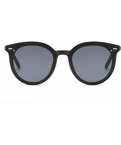 Cat Eye Women Round Cat Eye Sunglasses - Black - CT18TGCA23Y $12.78