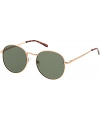 Round Classic Slim Metal Neutral Colored Flat Lens Round Sunglasses 50mm - Gold / Green - CX183X5C25M $7.25