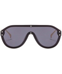 Goggle Fashion Big Frame One-piece Sunglasses for Women 2020 Chic Bent Leg Flat Top Rivet Sun Glasses Mens Goggle - CH192YTMG...