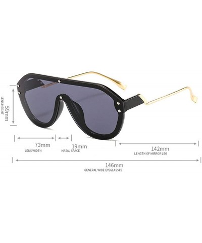 Goggle Fashion Big Frame One-piece Sunglasses for Women 2020 Chic Bent Leg Flat Top Rivet Sun Glasses Mens Goggle - CH192YTMG...