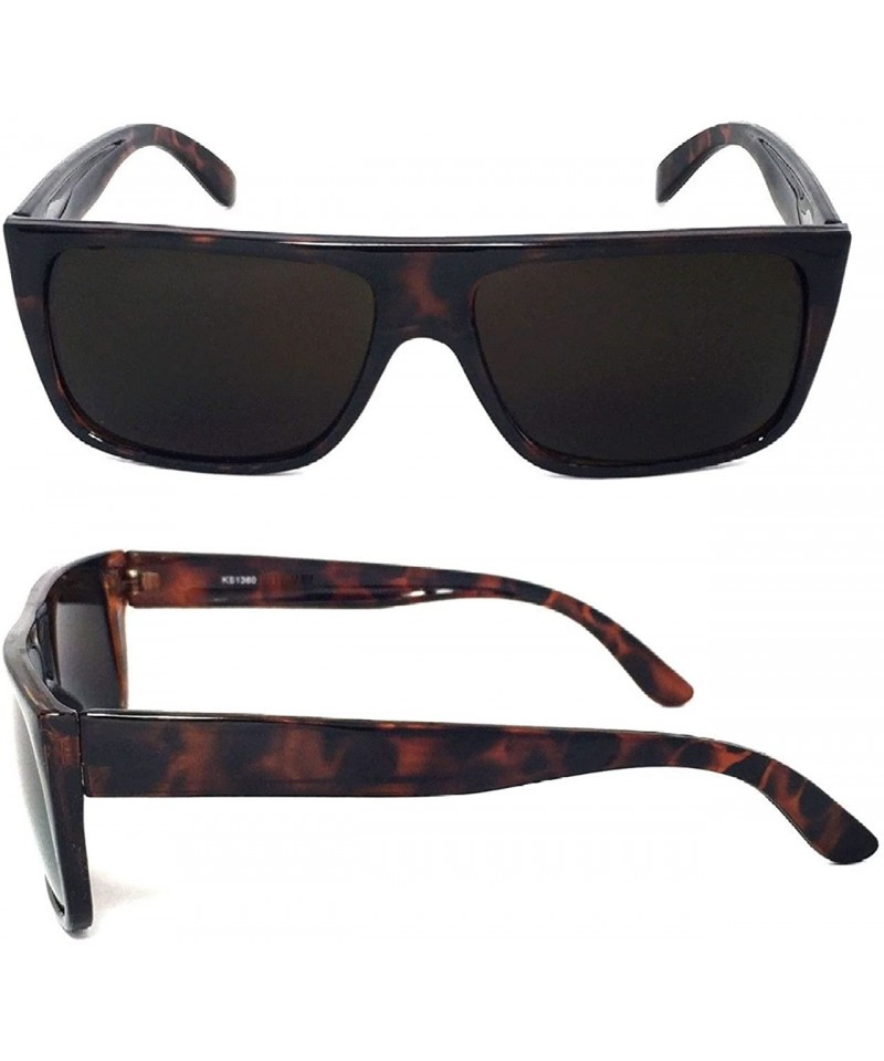 Oval 2 Pairs Retro Square Frame Sunglasses Flat Top Super Dark Lens UV400 - Choose Frame Color - Tortoise Brown - CI18GLUQND8...
